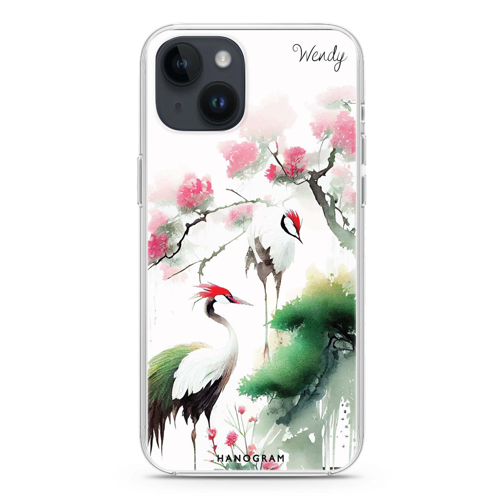 Pines & cranes iPhone 14 Magsafe 兼容水晶透明保護殼