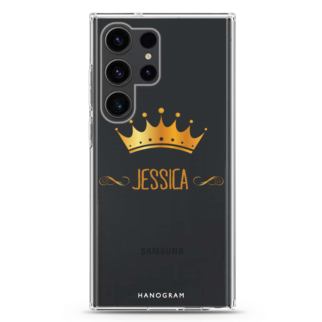 Queen's crown Samsung Galaxy Ultra 可加名字透明保護殼，適用 S26/S25/S24/S23 Ultra，圖1