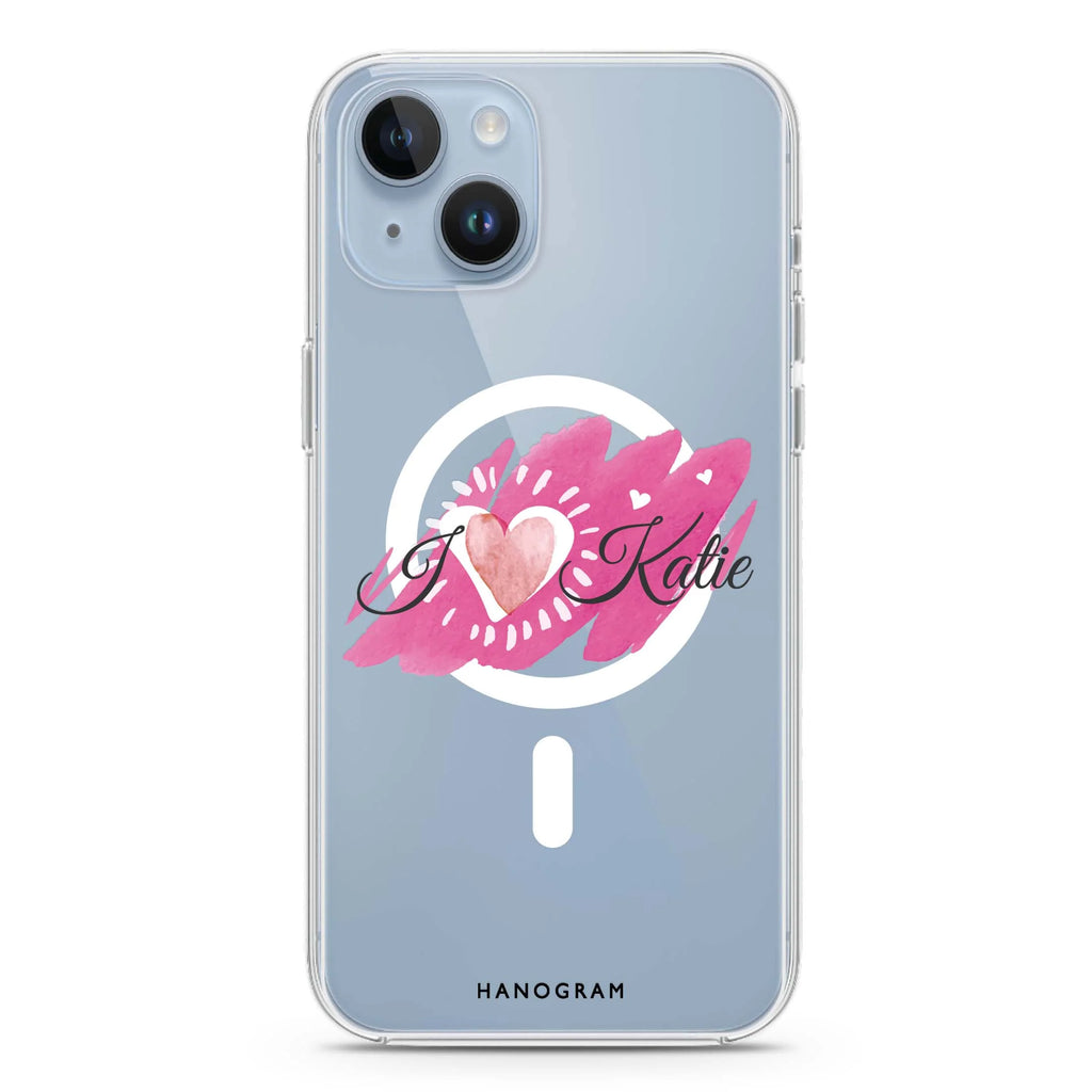 Loves message iPhone 14 Plus Magsafe 兼容水晶透明保護殼