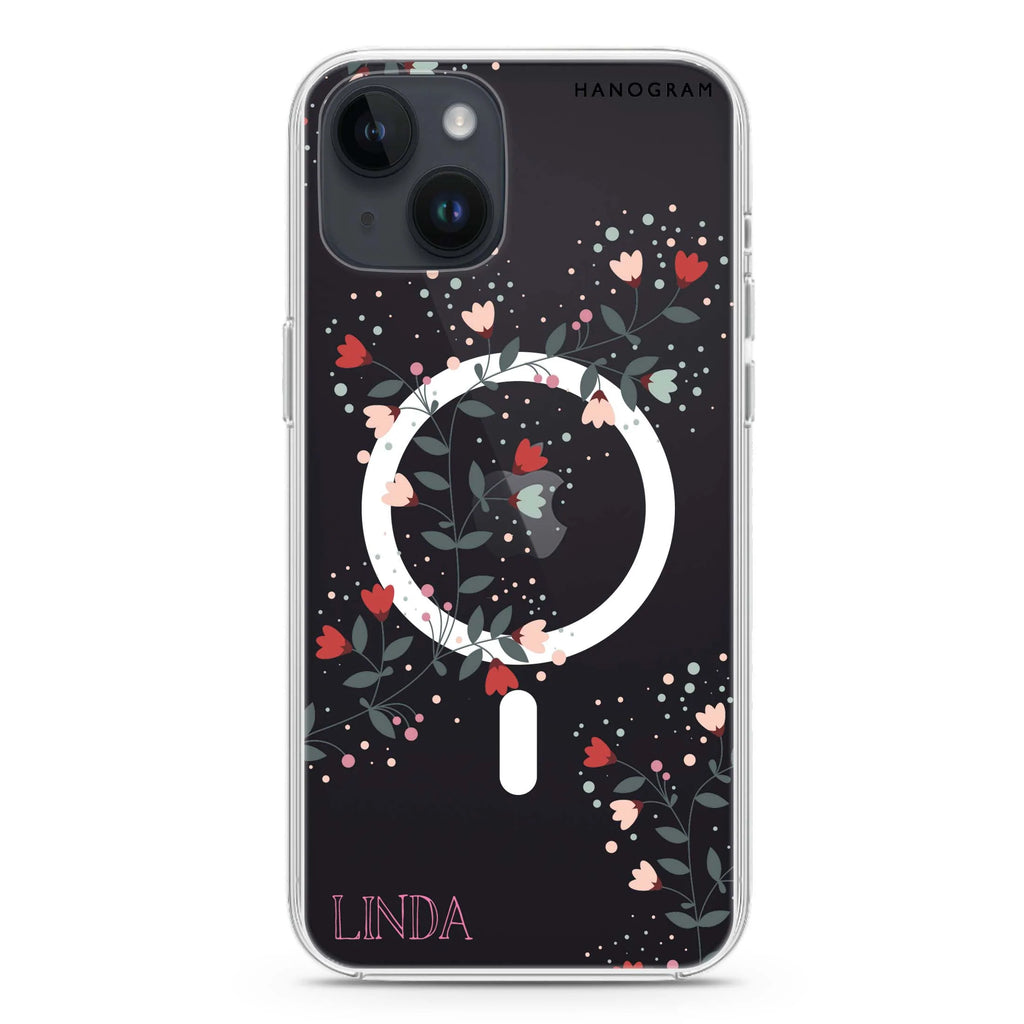 Floral Chain iPhone 14 Plus Magsafe 兼容水晶透明保護殼
