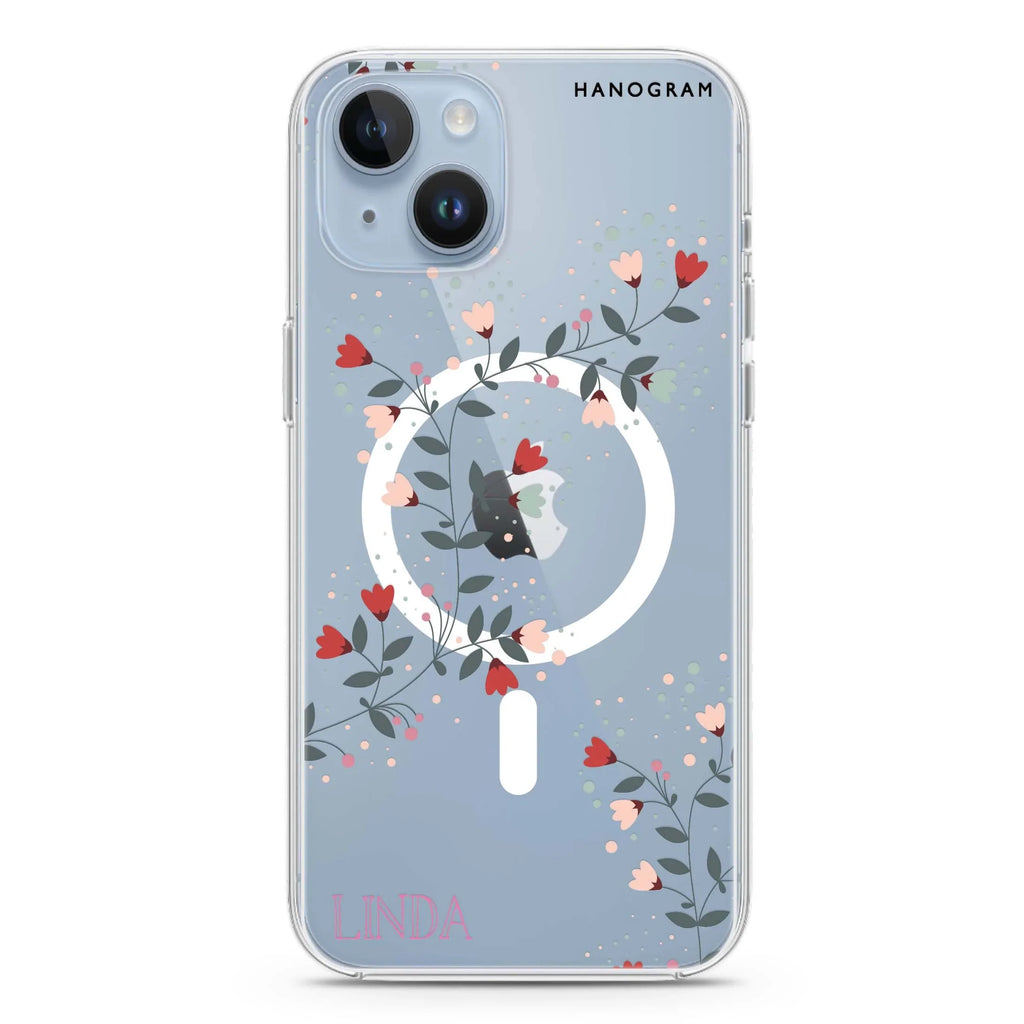 Floral Chain iPhone 14 Magsafe 兼容水晶透明保護殼