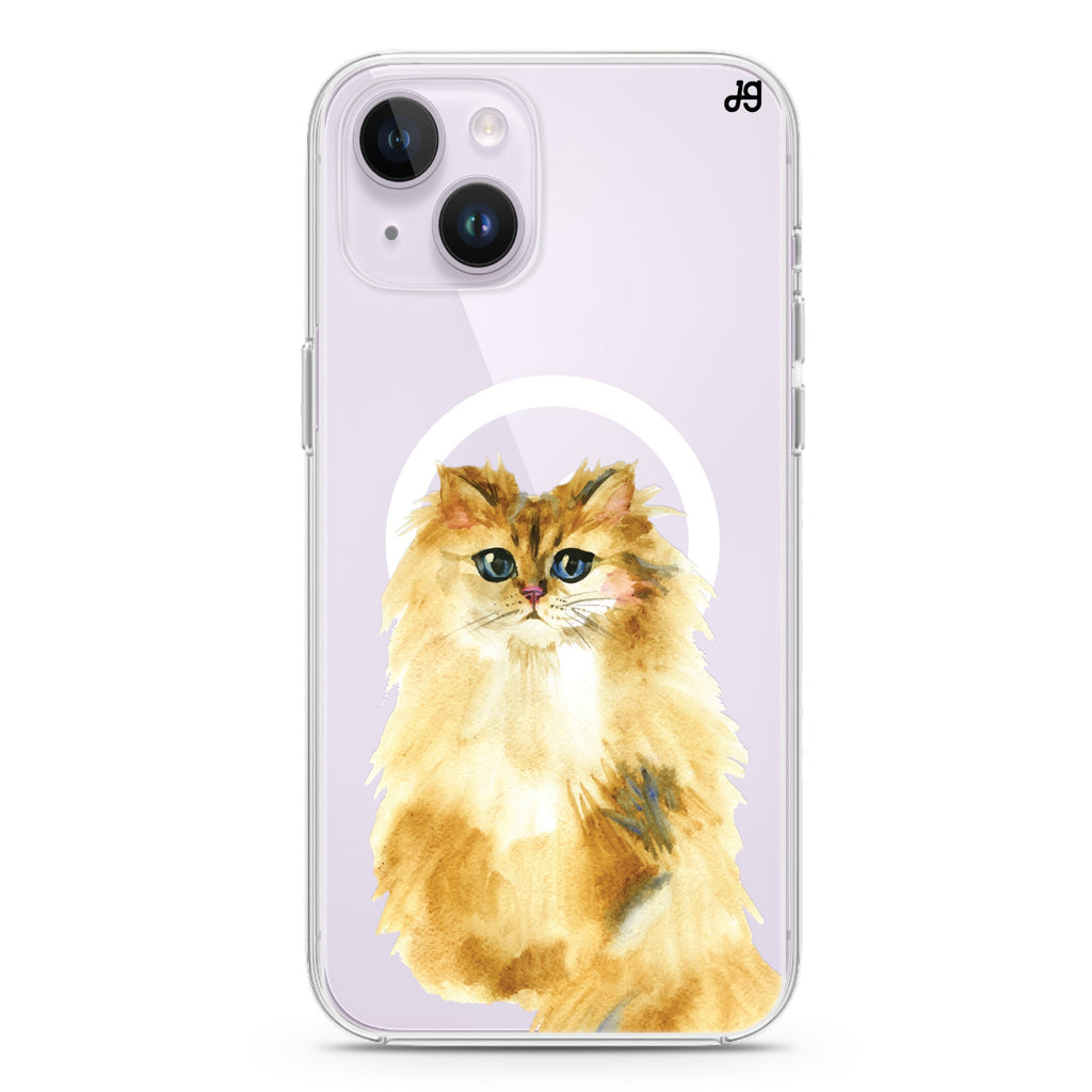 Watercolour Cat iPhone 14 Plus Magsafe 兼容水晶透明保護殼