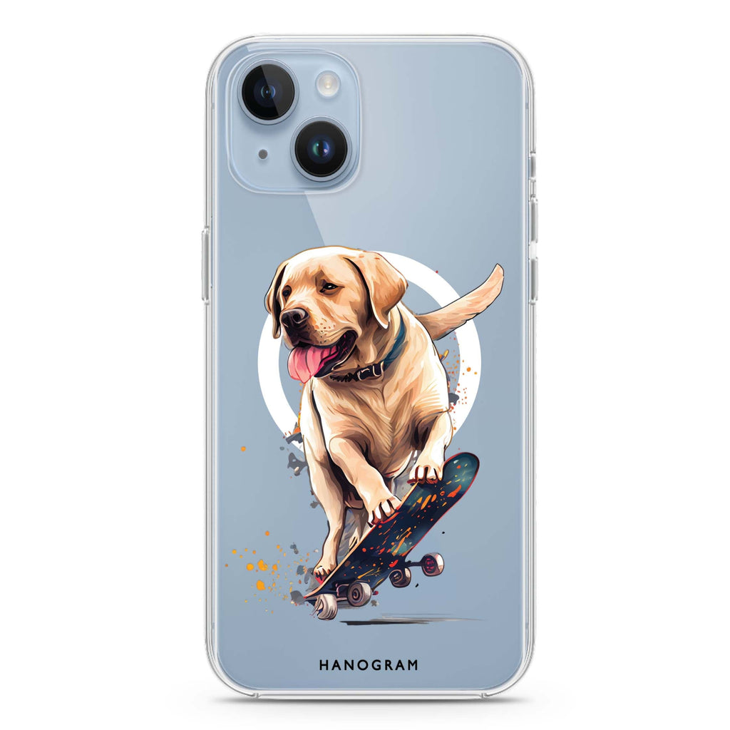 Dog on skateboard iPhone 14 Plus Magsafe 兼容水晶透明保護殼