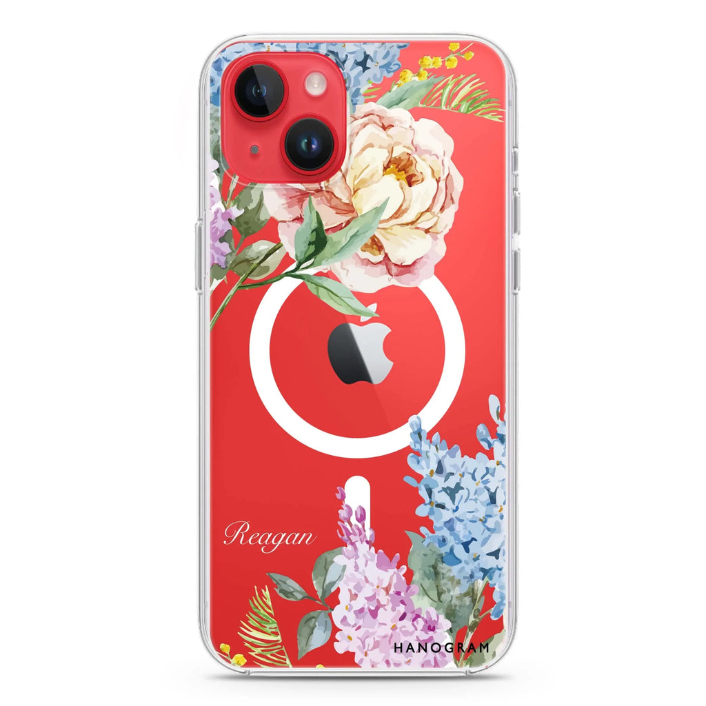 Tropical Floral iPhone 14 Magsafe 兼容水晶透明保護殼