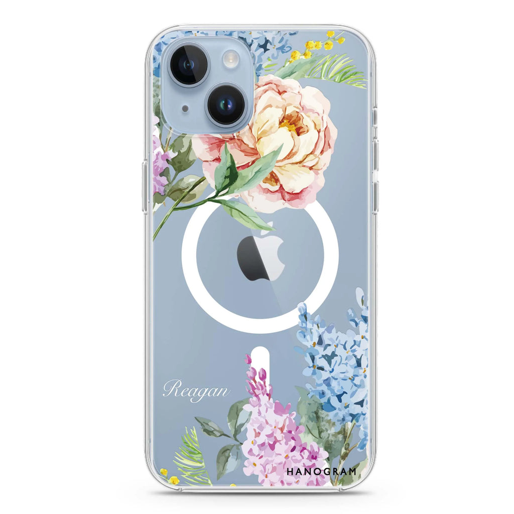 Tropical Floral iPhone 14 Plus Magsafe 兼容水晶透明保護殼